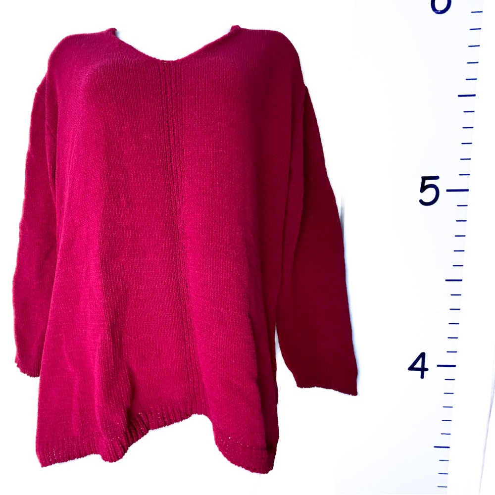 Philosophy Red Raspberry Knit V-Neck Sweater Large